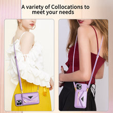 Charger l'image dans la galerie, Casekis Crossbody Strap Leather Magnetic Wallet Phone Case Purple