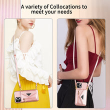 Charger l'image dans la galerie, Casekis Crossbody Strap Leather Magnetic Wallet Phone Case Rose Gold