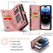 Charger l'image dans la galerie, Casekis Wrist Strap Zipper Wallet Phone Case Pink