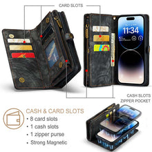 Charger l'image dans la galerie, Casekis Wrist Strap Zipper Wallet Phone Case Black