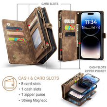 Charger l'image dans la galerie, Casekis Wrist Strap Zipper Wallet Phone Case Brown