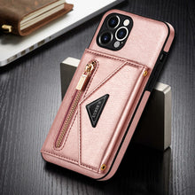 Charger l'image dans la galerie, Casekis Crossbody Strap Leather Magnetic Wallet Phone Case Rose Gold