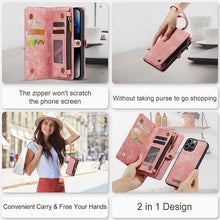 Charger l'image dans la galerie, Casekis Wrist Strap Zipper Wallet Phone Case Pink