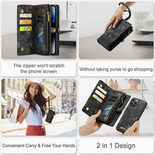 Charger l'image dans la galerie, Casekis Wrist Strap Zipper Wallet Phone Case Black