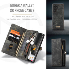 Load image into Gallery viewer, Casekis Zipper Wallet PU Leather Case Black