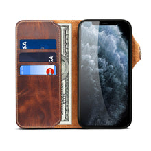 Charger l'image dans la galerie, Casekis Genuine Cowhide Leather Button Flip Phone Case Brown