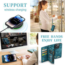 Charger l'image dans la galerie, Casekis Wrist Strap Zipper Wallet Phone Case Blue