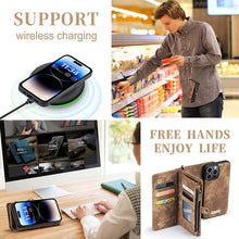 Charger l'image dans la galerie, Casekis Wrist Strap Zipper Wallet Phone Case Brown