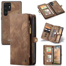 Load image into Gallery viewer, Casekis Zipper Wallet PU Leather Case Brown