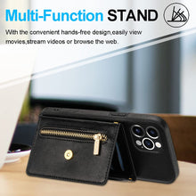 Charger l'image dans la galerie, Casekis Crossbody Strap Leather Magnetic Wallet Phone Case Black