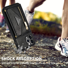 Charger l'image dans la galerie, Casekis Crossbody Strap Leather Magnetic Wallet Phone Case Black