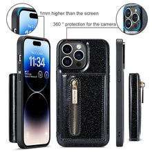 Charger l'image dans la galerie, Casekis Glitter Cardholer Magnetic Phone Case Black