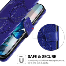 Charger l'image dans la galerie, Casekis Embossed Butterfly Wallet Phone Case Blue