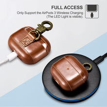 Load image into Gallery viewer, Casekis Genuine Leather Case With Keychain for AirPods 3