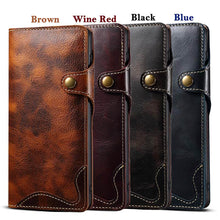 Load image into Gallery viewer, Genuine Cowhide Leather Button Flip Phone Case For Samsung Galaxy S21 5G - Casekis