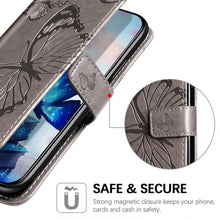 Charger l'image dans la galerie, Casekis Embossed Butterfly Wallet Phone Case Gray