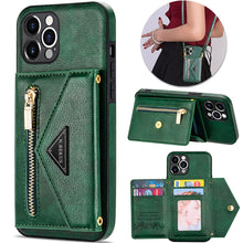 Charger l'image dans la galerie, Casekis Crossbody Strap Leather Magnetic Wallet Phone Case Green