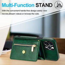 Charger l'image dans la galerie, Casekis Crossbody Strap Leather Magnetic Wallet Phone Case Green