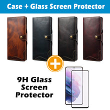Load image into Gallery viewer, Casekis Genuine Cowhide Leather Button Flip Phone Case For Galaxy S22 Ultra 5G
