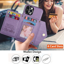 Charger l'image dans la galerie, Casekis Crossbody Strap Leather Magnetic Wallet Phone Case Purple