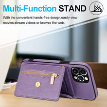 Charger l'image dans la galerie, Casekis Crossbody Strap Leather Magnetic Wallet Phone Case Purple