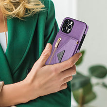 Charger l'image dans la galerie, Casekis Crossbody Strap Leather Magnetic Wallet Phone Case Purple