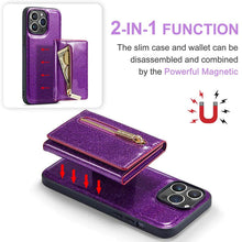 Charger l'image dans la galerie, Casekis Glitter Cardholer Magnetic Phone Case Dark Purple