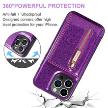 Charger l'image dans la galerie, Casekis Glitter Cardholer Magnetic Phone Case Dark Purple