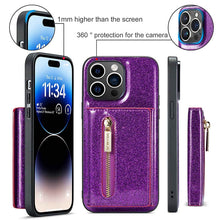 Charger l'image dans la galerie, Casekis Glitter Cardholer Magnetic Phone Case Dark Purple