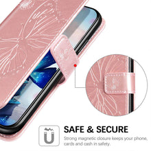 Charger l'image dans la galerie, Casekis Embossed Butterfly Wallet Phone Case Rose Gold