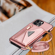 Charger l'image dans la galerie, Casekis Crossbody Strap Leather Magnetic Wallet Phone Case Rose Gold