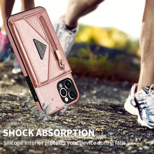 Charger l'image dans la galerie, Casekis Crossbody Strap Leather Magnetic Wallet Phone Case Rose Gold