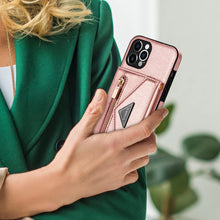 Charger l'image dans la galerie, Casekis Crossbody Strap Leather Magnetic Wallet Phone Case Rose Gold