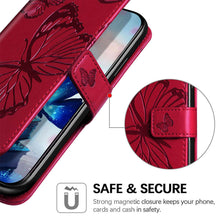 Charger l'image dans la galerie, Casekis Embossed Butterfly Wallet Phone Case Red