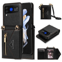 Charger l'image dans la galerie, Casekis Crossbody Strap Leather Magnetic Wallet Case For Galaxy Z Flip 4 5G