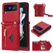 Charger l'image dans la galerie, Casekis Crossbody Strap Leather Magnetic Wallet Case For Galaxy Z Flip 3 5G