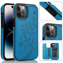 Charger l'image dans la galerie, Casekis Butterfly Embossing Wallet Phone Case Dark Blue