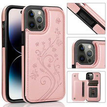 Charger l'image dans la galerie, Casekis Butterfly Embossing Wallet Phone Case Rose Gold