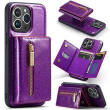 Charger l'image dans la galerie, Casekis Glitter Cardholer Magnetic Phone Case Dark Purple