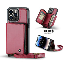 Charger l'image dans la galerie, Casekis Zipper Crossbody Wallet RFID Phone Case Red