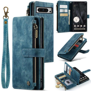 Casekis Leather Zipper Phone Case Blue