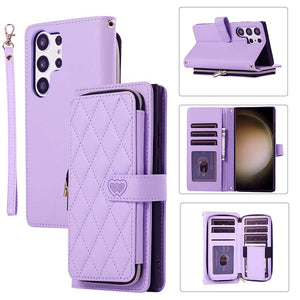 Casekis Fashion 10-card Leather Crossbody Phone Case Purple