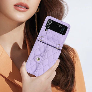 Casekis Crossbody Cardholder Phone Case For Galaxy Z Flip 4 Purple