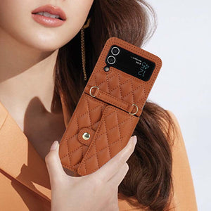 Casekis Crossbody Cardholder Phone Case For Galaxy Z Flip 3 Brown