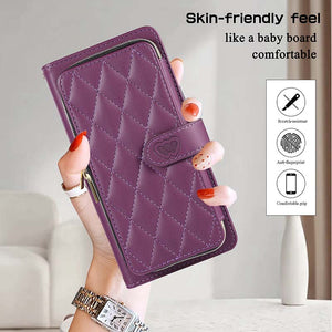 Casekis Fashion 10-card Leather Crossbody Phone Case Dark Purple