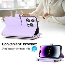 Muat gambar ke penampil Galeri, Casekis Fashion 10-card Leather Crossbody Phone Case Purple
