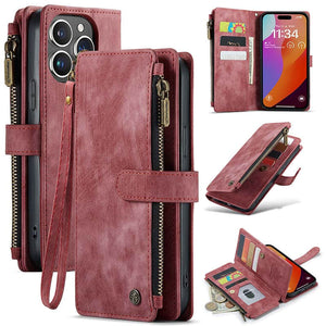 Casekis Leather Zipper Phone Case Red