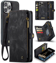 Cargar imagen en el visor de la galería, Casekis Wrist Strap Zipper Wallet Phone Case Black
