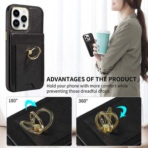 Casekis Ring Stand RFID Card Holder Phone Case Black