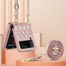 Load image into Gallery viewer, Casekis Crossbody Cardholder Phone Case For Galaxy Z Flip 4 Rose Gold
